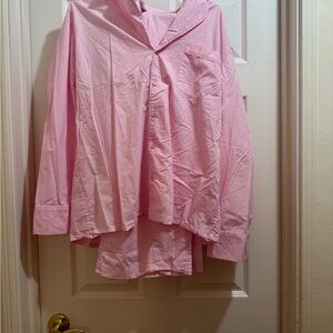 Skims light pink cotton poplin PJ SET